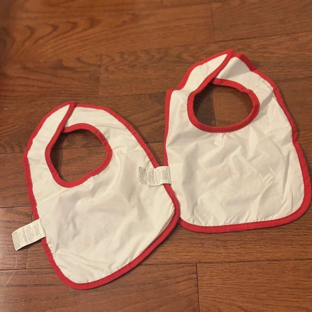 Baby First Christmas First‎ Valentines Day Bibs Set Santa Hearts Red Trim
